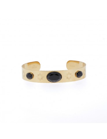 Bracelet jonc acier inoxydale et pierres véritale