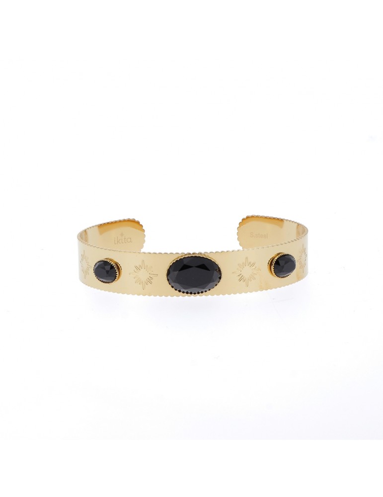 Bracelet jonc acier inoxydale et pierres véritale