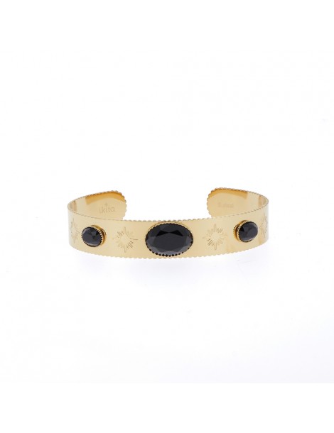 Bracelet jonc acier inoxydale et pierres véritale